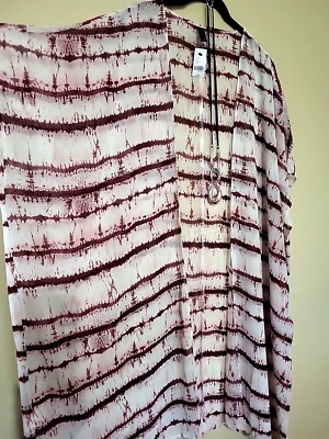 Plumero Kimono Boho Largo Ligero Lane Bryant Nuevo con Etiquetas $60 Talla Única Acuarela Foto 1 de 4