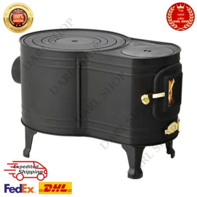 Estufa de leña Honma de acero inoxidable negra resistente al calor con ventana ASW-60B Foto 1 de 4