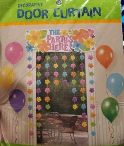 Hawaiian Luau Hibiscus "The Partys Here!" Door Dangler Flower Curtain Decoration - Picture 1 of 3