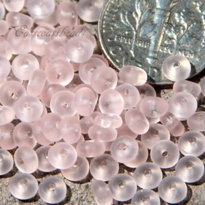 Coin Disk Beads, 4mm, Pink w/Frosted Finish, Czech Spacer Bead, 50 Pcs - Picture 1 of 2