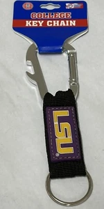 LSU Tigers Keychain Carabiner Bottle Opener NCAA Keyring - Picture 1 of 2