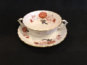 Juego de tazón de sopa y platillo Royal Crown Derby Bali en forma de Boston A1100 - Imagen 1 de 11