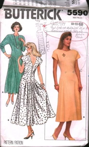 5590 Vintage Butterick SEWING Pattern Misses 1980s Semi Fitted Dress 8-12 OOP - Picture 1 of 2