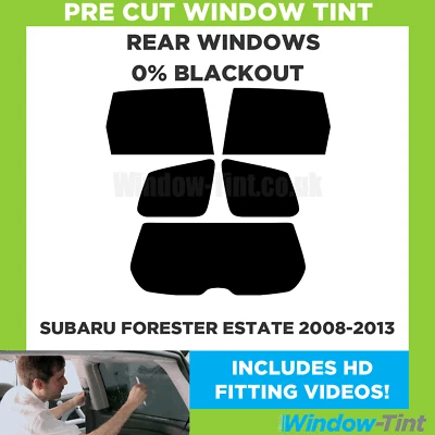 For Subaru Forester Estate 2008-2013 Pre Cut Window Tint Rear 0% Blackout Film - Image 1 of 4