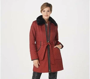 New Dennis Basso Madison Avenue Water-Resistant Novelty Quilted Coat Spice XL - Picture 1 of 9