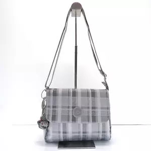 Kipling Melillo Crossbody Bag Flap Top Purse KI9302 Polyester Soft Plaid Grey - Picture 1 of 13