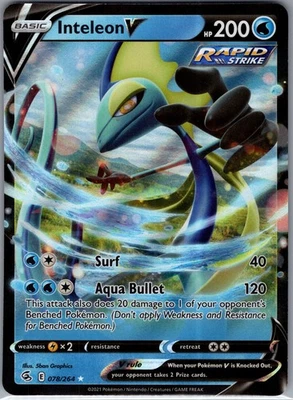 Inteleon V 078/264 - Pokemon TCG SWSH08: Fusion Strike - Ultra Rare Holo (NM) - Image 1 of 2