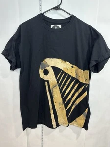 Rare Guinness Style Classic Men's Black T-Shirt w/Irish Gold Harp Design Large - Picture 1 of 5