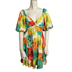 NWT Entro Clara Floral Mini Dress Green Women's Size S Garden Party Bohemian - Picture 1 of 9