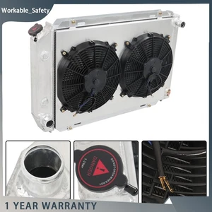 79-93 For Ford Mustang Foxbody 5.0L2.3L AT/MT 3 Row Aluminum Radiator Shroud+Fan - Bild 1 von 14