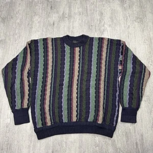 VTG 90S STRUCTURE COOGI STYLE 3D TEXTURED KNIT SWEATER 100% COTTON PULLOVER XL - Picture 1 of 6