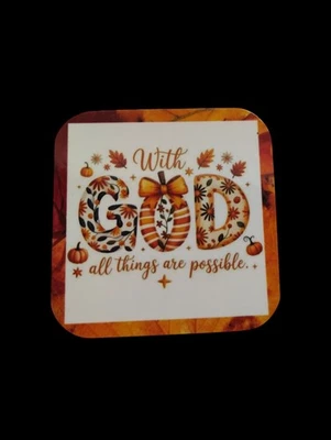 CREATIVE ALGORITHM ART Refrigerator Magnet – “With God All Things Are Possible” Christian Fall Magnet