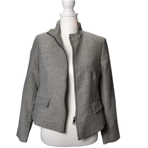 Banana Republic Petite Herringbone Zip Jacket Women's Size 6 Career Blazer - Picture 1 of 8