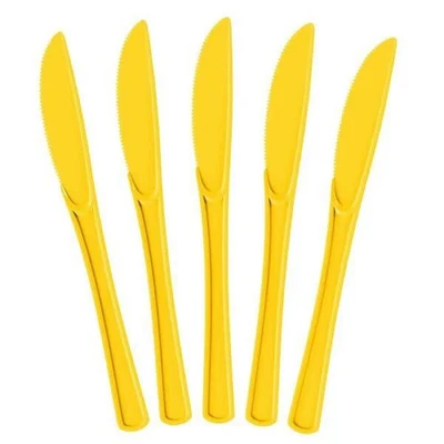 Paquete de 50 cuchillos de plástico amarillo de alta resistencia Amscan desechables para todas las ocasiones Foto 1 de 4