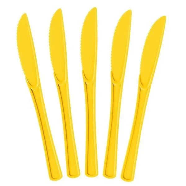 Amscan 8019 Solid Heavyweight Plastic Knives Yellow Sunshine 3CA