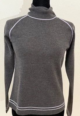 Suéter Patagonia Talla Pequeña Lana Cuello Alto Borde en Contraste Marrón Púrpura Foto 1 de 4