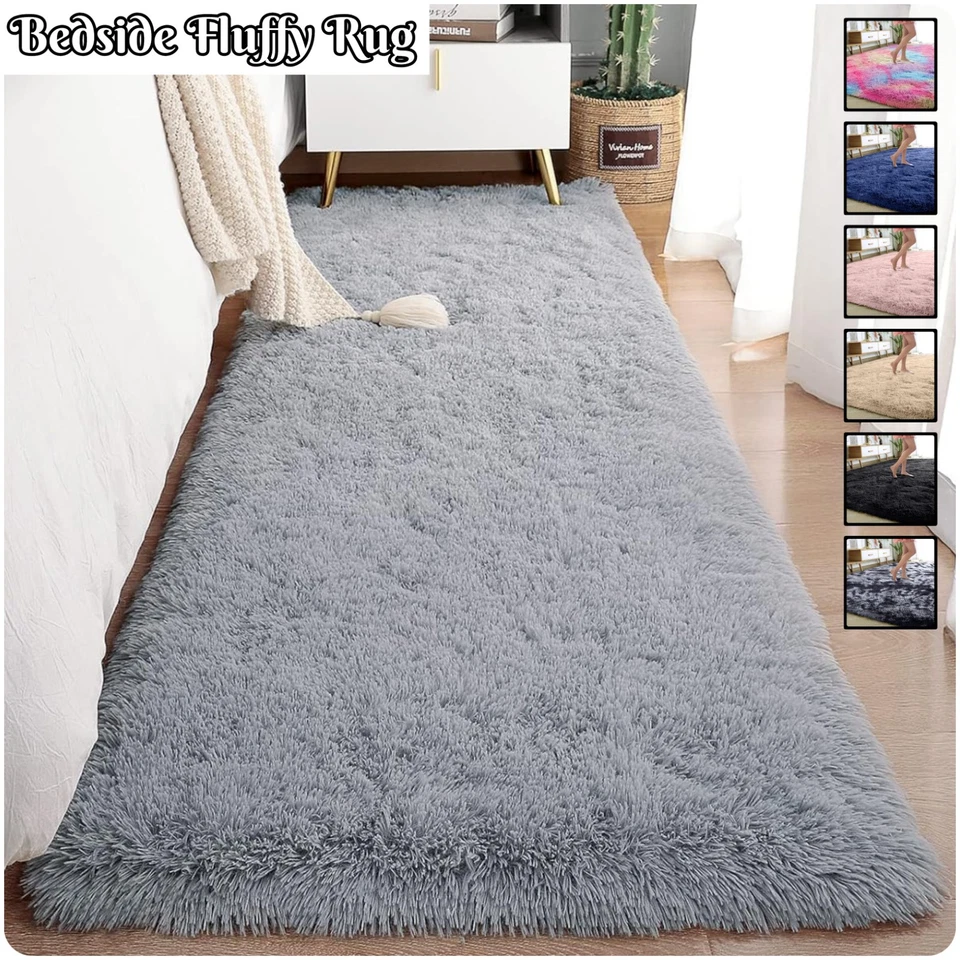 Bedside Bedroom Rugs Super Soft Fluffy Shaggy Rug Non Slip Carpet Floor Mats USA - Image 1 of 1
