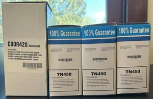 3x TN450 Toner + DR420 Trommeleinheit für Brother (kompatibel) neu versiegelt - Bild 1 von 8