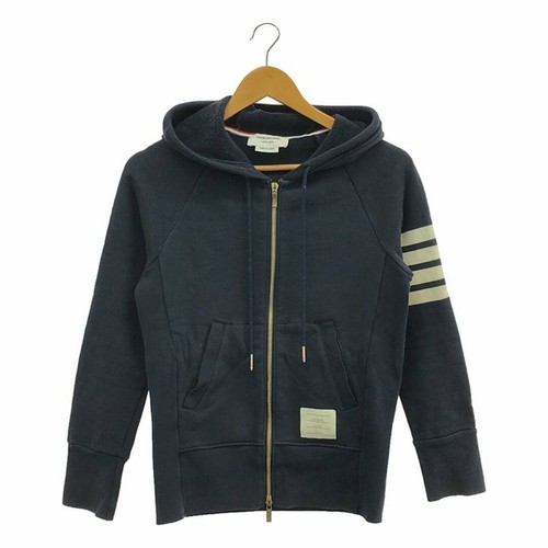 Felpa con cappuccio e zip THOM BROWNE Tom Brown 4 bar manica raglan 1 blu navy usata KLDR 0