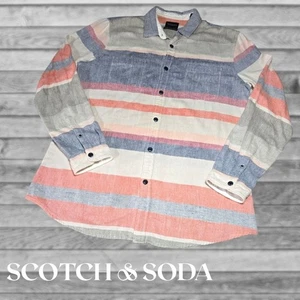 SCOTCH & SODA Amsterdam Colorblock Patch Pocket Button Up Shirt Cream Multi XXL - Picture 1 of 11