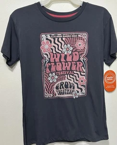 Wonder Nation Girl Graphic T-Shirt Dark Gray Size L 10-12 NWT - Picture 1 of 8