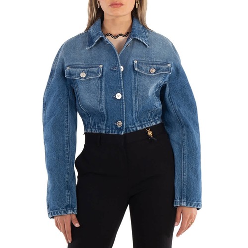 Giacca donna Versace blu medio denim cropped