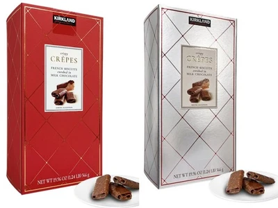 2 x Kirkland Signature Crepes Biscuits in Milk Chocolate (Red+Silver) Total 40oz - Image 1 of 4
