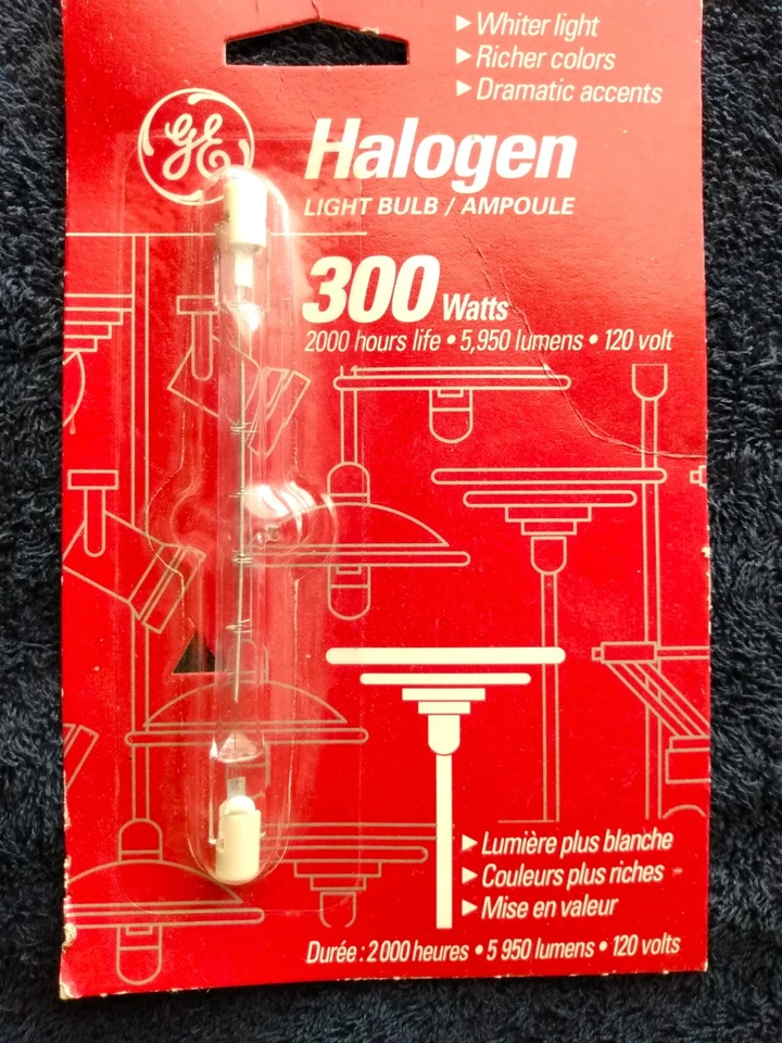 Halogen T2.5 Bulb by GE 300W 5950 Lumens R7S Base.  BRAND NEW - Image 1 of 3