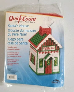 QUICK COUNT "SANTA'S HOUSE” TISSUE BOX COVER PLASTIC CANVAS KIT #3057352 New - Picture 1 of 4