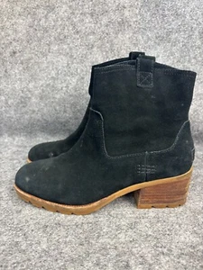 Bota SOREL Cate Pull On Para Mujer 8 Cuero Negro Goma Bloque Tacón Western - Imagen 1 de 8