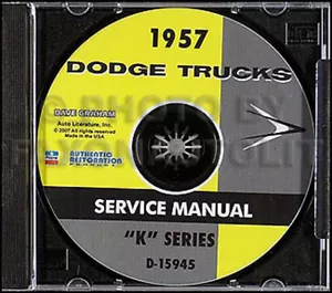 Manuale Di Riparazione Del Pickup Power Wagon Grande Camion CD Dodge 1957 - Foto 1 di 1