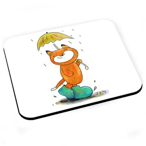 Tapis de Souris Peinture Eau Aquarelle Illustration Chat Roux Parapluie - Photo 1/2