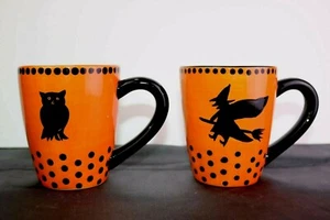 Dario Farrucci ONE Orange and Black Halloween Coffee Mug (s) Dots BUYERS CHOICE - Picture 1 of 8
