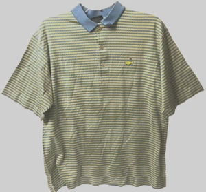 Masters Club House Blue Yellow Stripes Cotton Golf Augusta Polo Shirt M - Picture 1 of 2