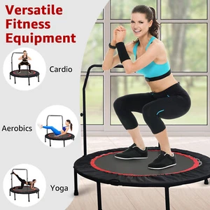 48 inch Fitness Adults Exercise Mini Trampoline Rebounder with Handle Bar - Picture 1 of 15