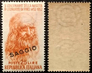 Italia 1952, Leonardo 25 lire con sovrastampa "SAGGIO", nuovo (MNH**). - Foto 1 di 1