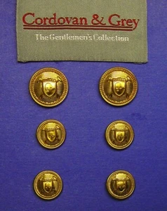 CORDOVAN & GREY replacement buttonS 6 gold tone 2part metal Good Used Condition - Picture 1 of 9