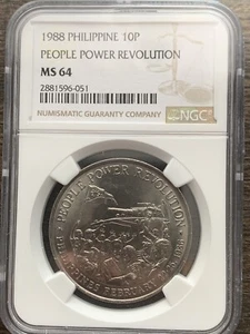 1988 philippine people power revolution 10 piso NGC MS64 - Picture 1 of 6