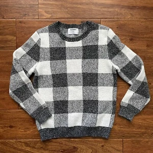 Old Navy Boy’s Size Medium (8) Buffalo Plaid Sweater Long Sleeve Pullover Black - Picture 1 of 7