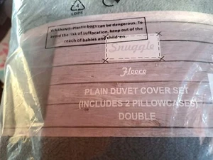 Kuschel Fleece Bettbezug Set Grau mit Kissenbezügen - Bild 1 von 5