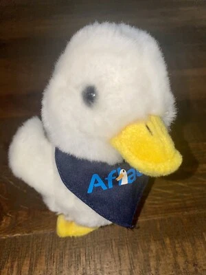Aflac 毛绒会说话的鸭子白色带蓝色 Bandanna 6 英寸 - 工作儿童癌症玩具 — 第 1/4 张图片