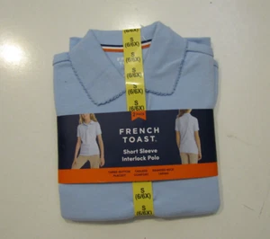 NWT Girls FRENCH TOAST 2 Pack Polo S/S Interlock Shirts Lt Blue Size Small 6/6X - Picture 1 of 3