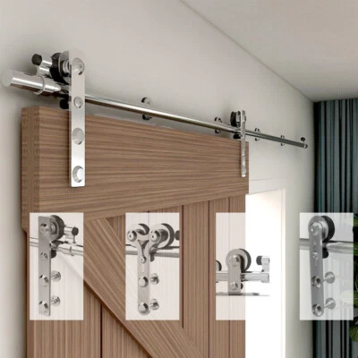 Kit de herrajes para puertas correderas de granero de acero inoxidable de 4-20 pies puerta simple/doble Foto 1 de 4