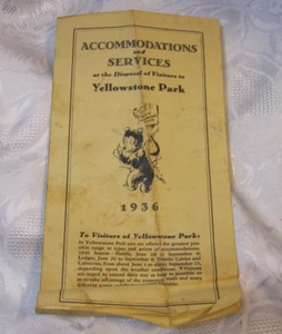 Folleto de guía de visitantes de Yellowstone Park 1936 raro - Imagen 1 de 3