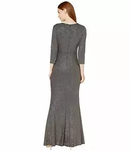 NWT Calvin Klein Cutout Glitter Gown Size 6 Sparkle Gray/Black $190 V0113 - Picture 1 of 1
