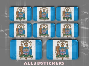 8 x 3D Stickers Resin Domed Flag Edmonton - Adhesive Decal Vinyl - Picture 1 of 1