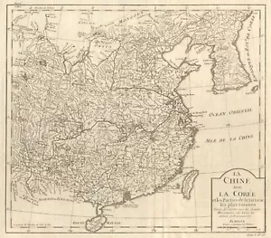 'La Chine avec la Cor?e et? la Tartaria'. Cina e Corea. BELLIN 1748 vecchia mappa - Foto 1 di 1