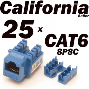 25 x Stück Posten Blau Keystone Jack CAT6 Netzwerk Ethernet 110 Punch Down 8P8C RJ45 - Bild 1 von 10