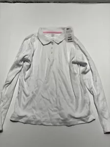 Wonder Nation Girls Long Sleeve Polo Shirt Size Large 10/12 White - Picture 1 of 3