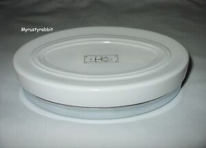 Hotel Collection White Oval Soap Dish - Ceramic with Silver Base - New